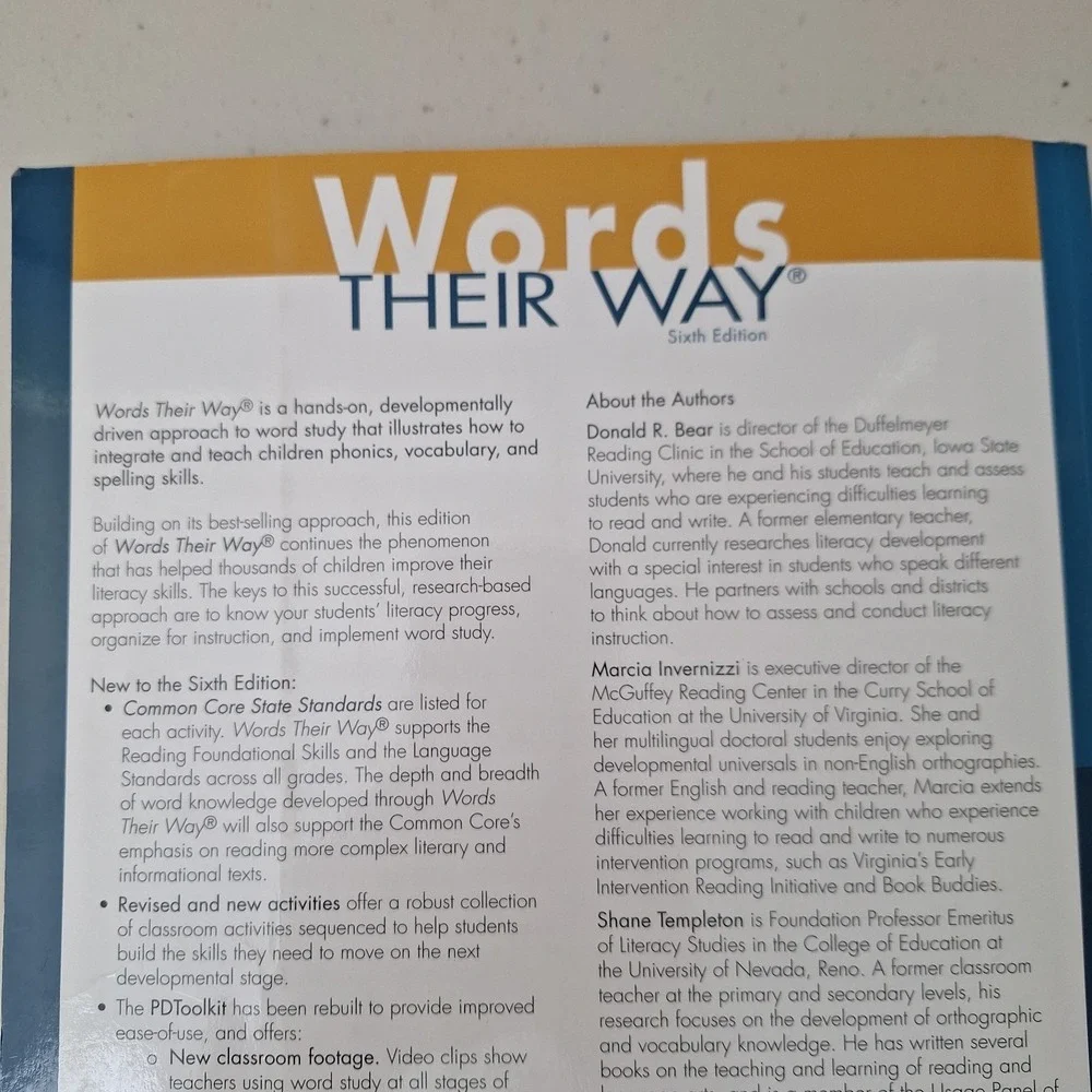 Words Their Way : Word Study for Phonics, Vocabulary, and Spelling Instruction